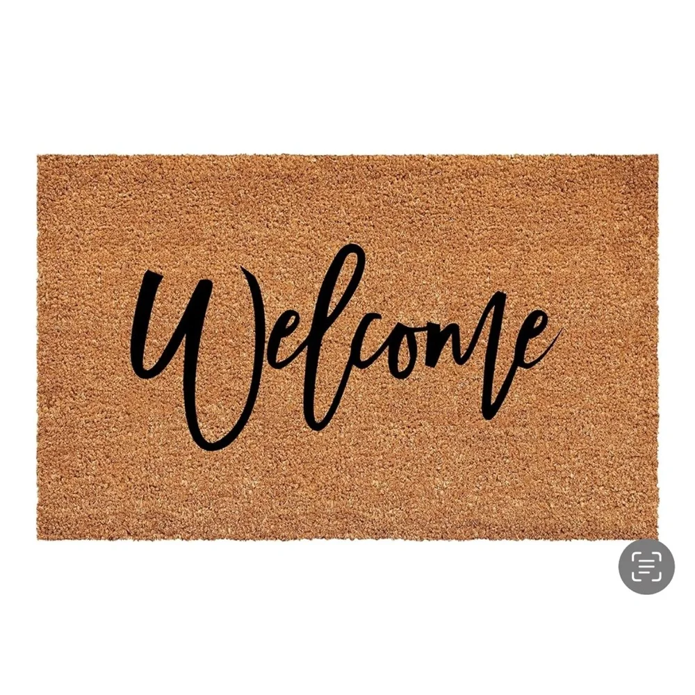 Welcome Coir Doormat - Tan and Black